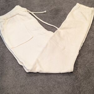 Chaser Linen French Terry Cargo Lounge Pant In Ceramic Small NWT